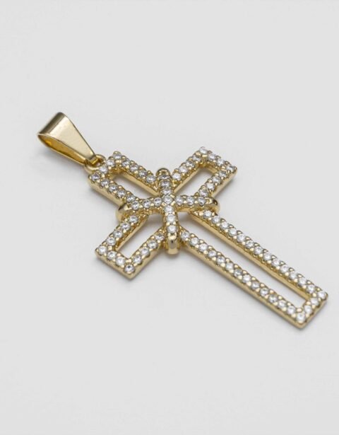 Dije cruz silueta circonias 3.5 cms