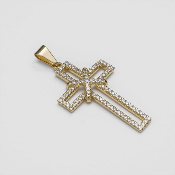 Dije cruz silueta circonias 3.5 cms