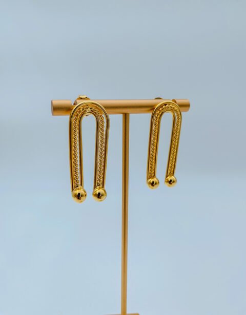 Arete Bronce en U Baño 24K