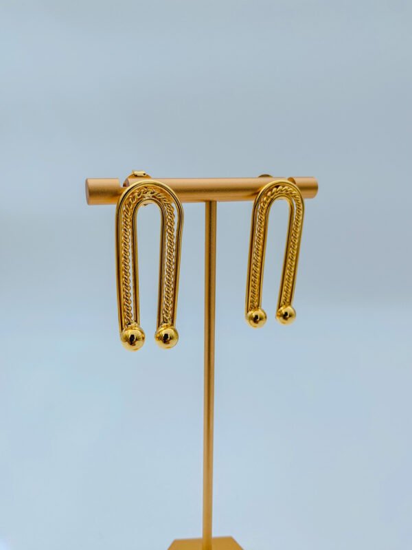 Arete Bronce en U Baño 24K