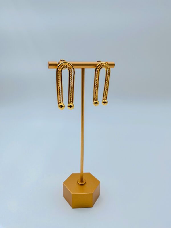 Arete Bronce en U Baño 24K - Imagen 2