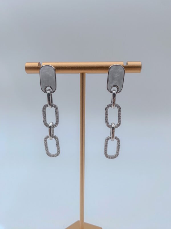 Aretes Rodio Cuadros Plateado