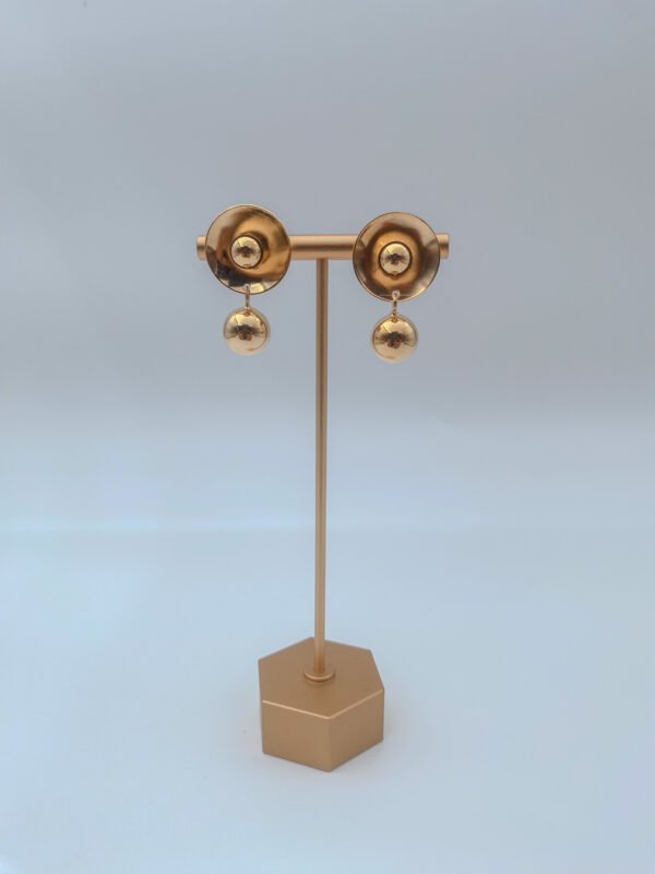 Arete Bronce Tapas y Perlas Baño 24K - Imagen 2