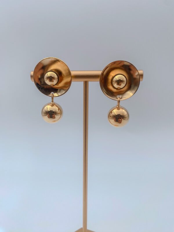 Arete Bronce Tapas y Perlas Baño 24K