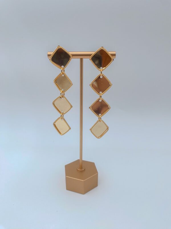 Arete Bronce Cuadros Baño 24K - Imagen 2