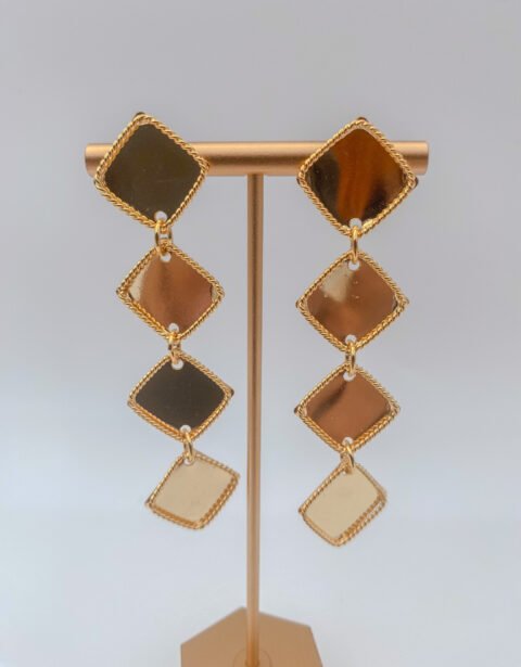 Arete Bronce Cuadros Baño 24K