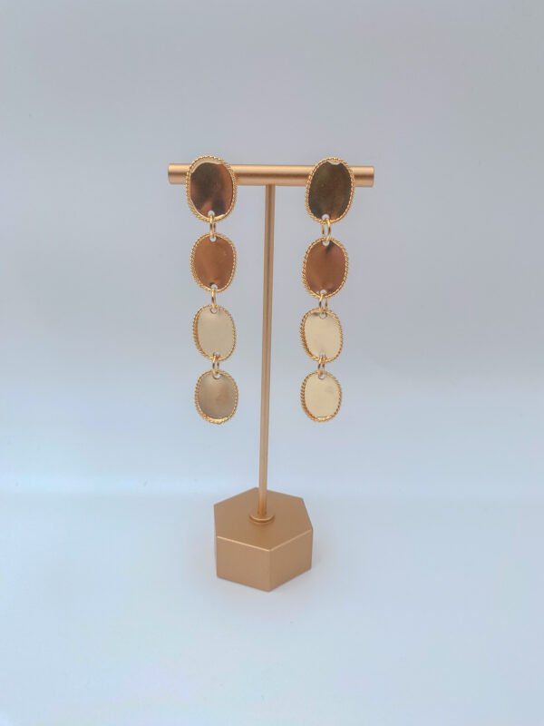 Arete Bronce Óvalos Largo Baño 24K - Imagen 2