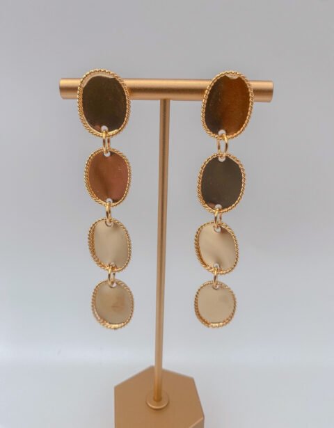 Arete Bronce Óvalos Largo Baño 24K