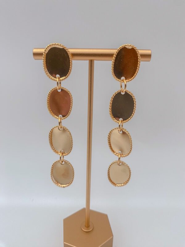 Arete Bronce Óvalos Largo Baño 24K