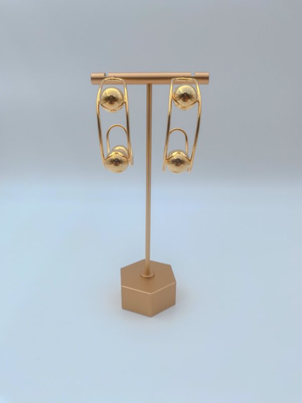 Arete Bronce Candonga Perlas Baño 24K - Imagen 2