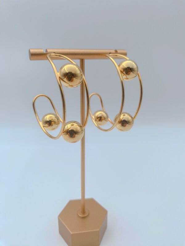 Arete Bronce Candonga Perlas Baño 24K