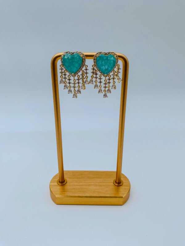 Aretes Rodio Esmeralda Corazón - Imagen 2