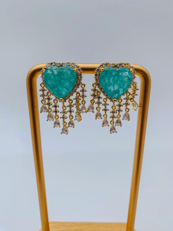 Aretes Rodio Esmeralda Corazón