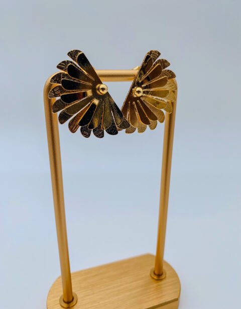 Arete Bronce Plumas Baño 24K