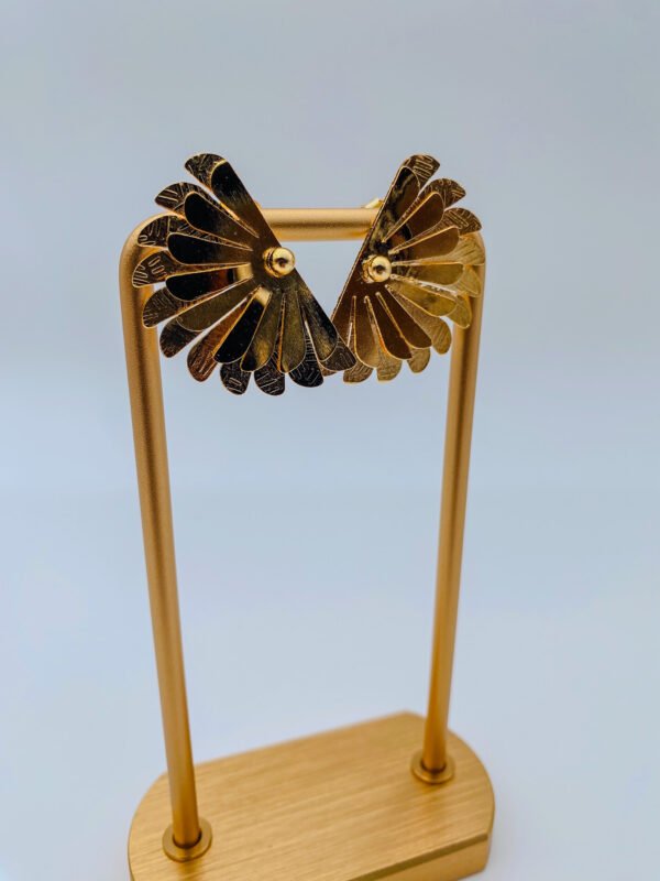 Arete Bronce Plumas Baño 24K