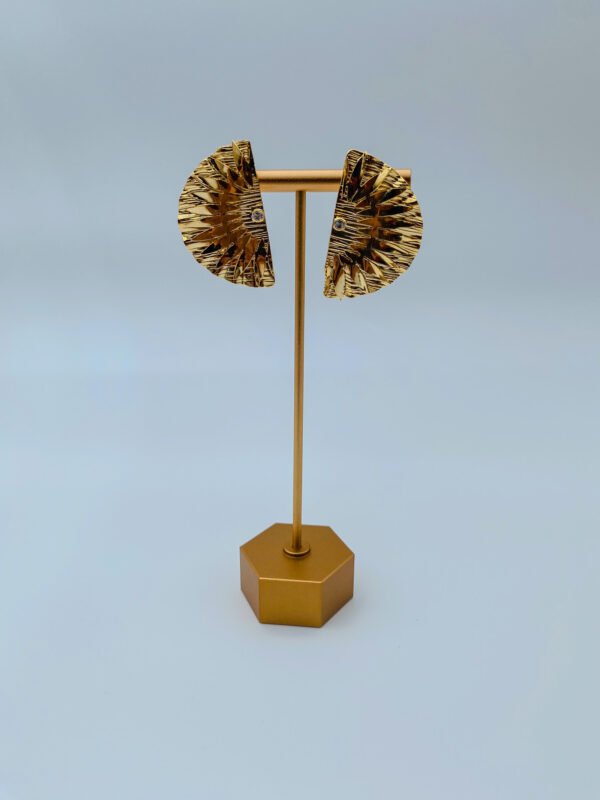 Arete Bronce Plumas Baño 24K - Imagen 2