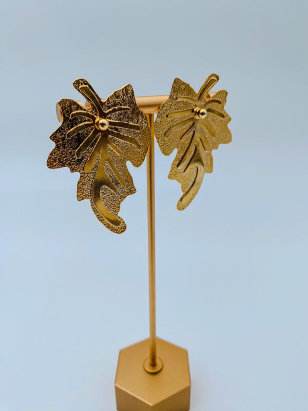 Arete Bronce Hojas Con Fondo Baño 24K