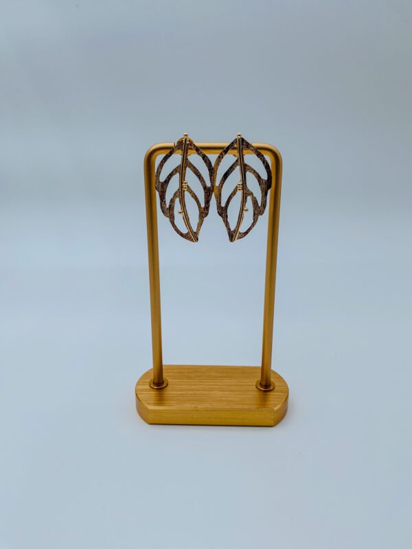 Arete Bronce Hoja Croquis Baño 24K - Imagen 2