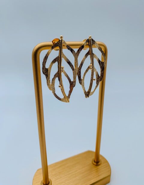 Arete Bronce Hoja Croquis Baño 24K