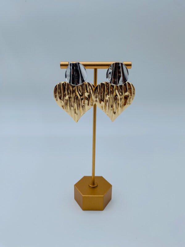 Aretes Rodio Corazón 2 Oros - Imagen 2