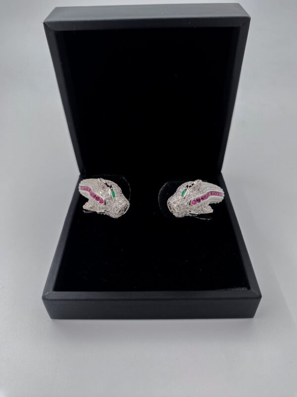 Brazalete Rodinado Tigre Piedras Plateado