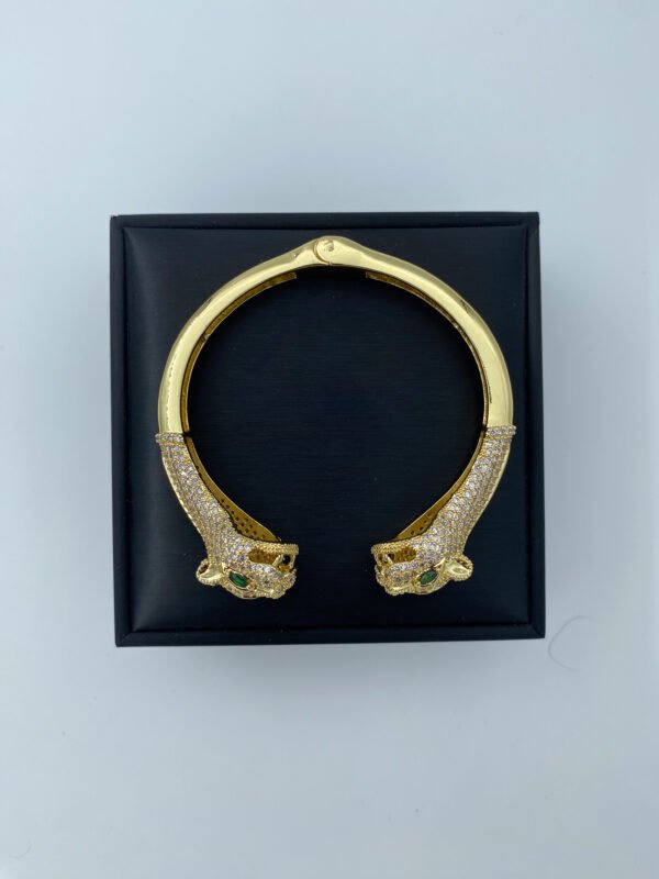 Brazalete Rodinado Tigre Piedras Dorado Pequeño - Imagen 2