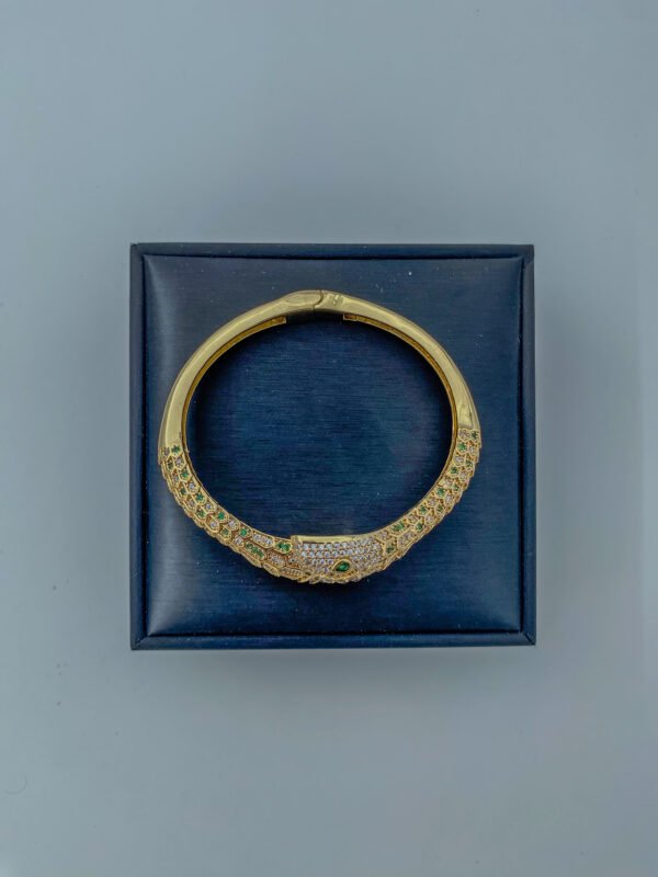 Brazalete Rodinado Serpiente Piedras Dorado - Imagen 2