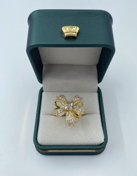 Anillo Rodio Dama Lazo Piedras