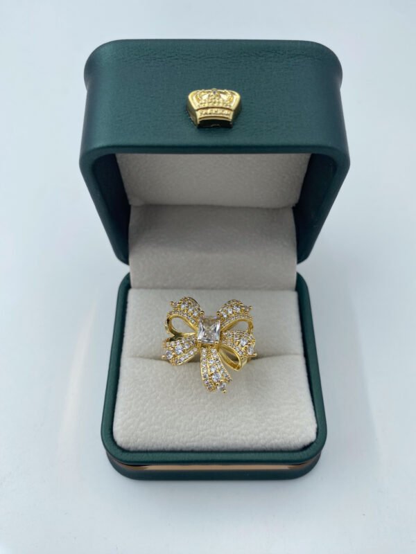 Anillo Rodio Dama Lazo Piedras