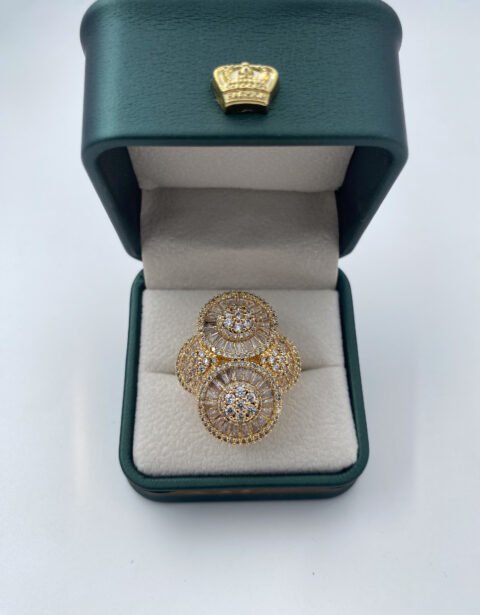 Anillo Rodio Dama 4 Círculos Piedra