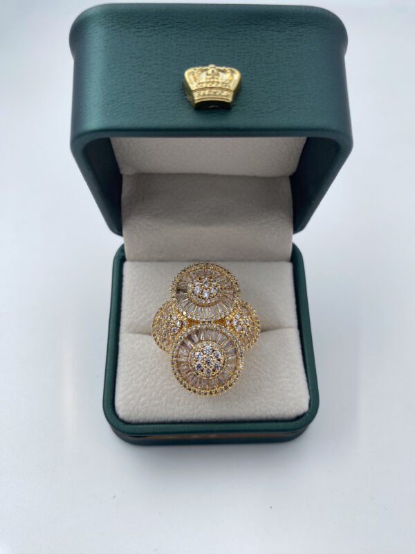 Anillo Rodio Dama 4 Círculos Piedra