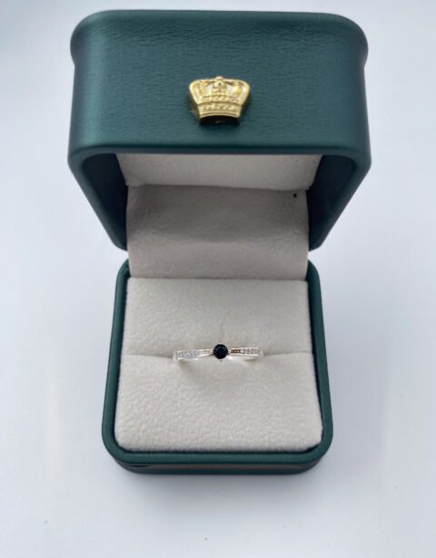 Anillo plata circonia negra