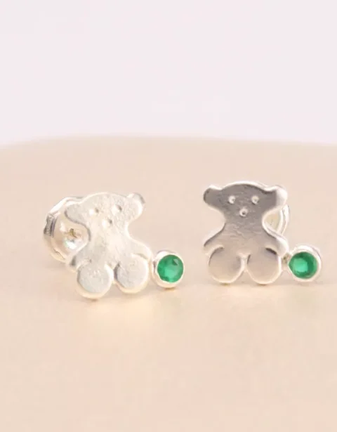 Topos plata osito circonia verde
