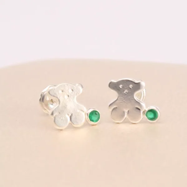Topos plata osito circonia verde