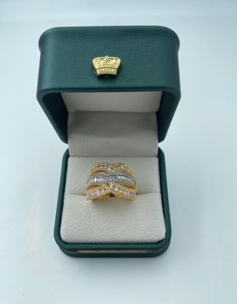 Anillo Rodio Dama Dos oros Tres Lazos