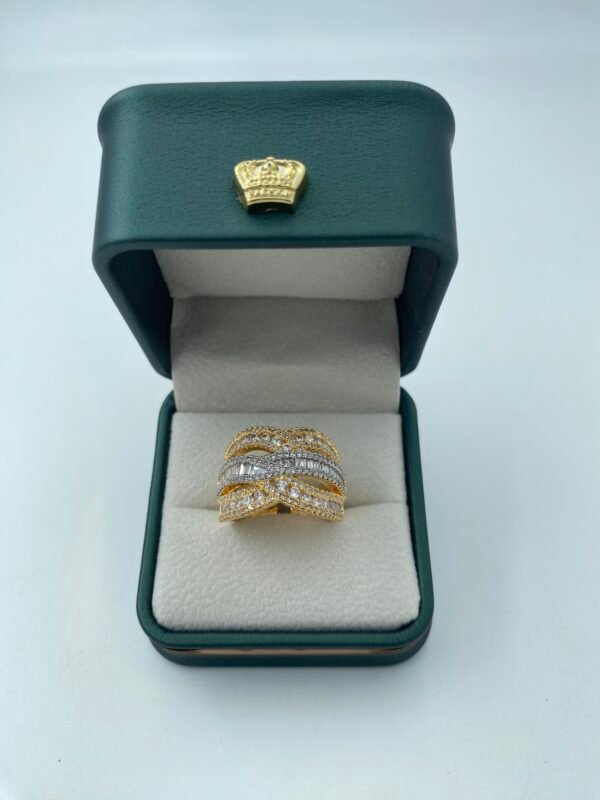Anillo Rodio Dama Dos oros Tres Lazos